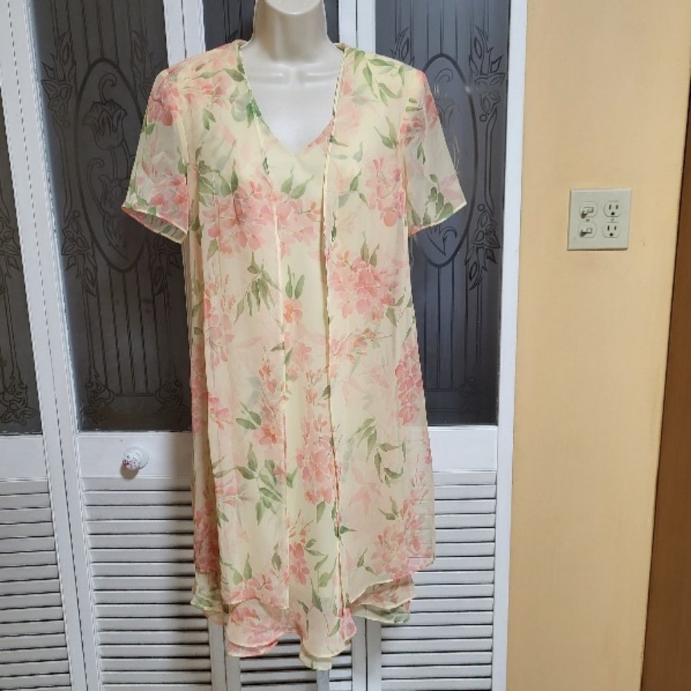 Just In Thyme LTD Ladies Beautiful Spring Floral Faux 2 Piece Dress